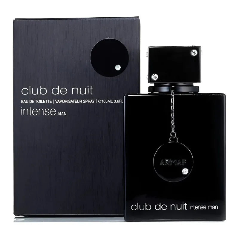 Armaf Club De Nuit Intense men's Eau de Toilette spray, 3.6 oz, featuring spicy wood notes and a sleek bottle design