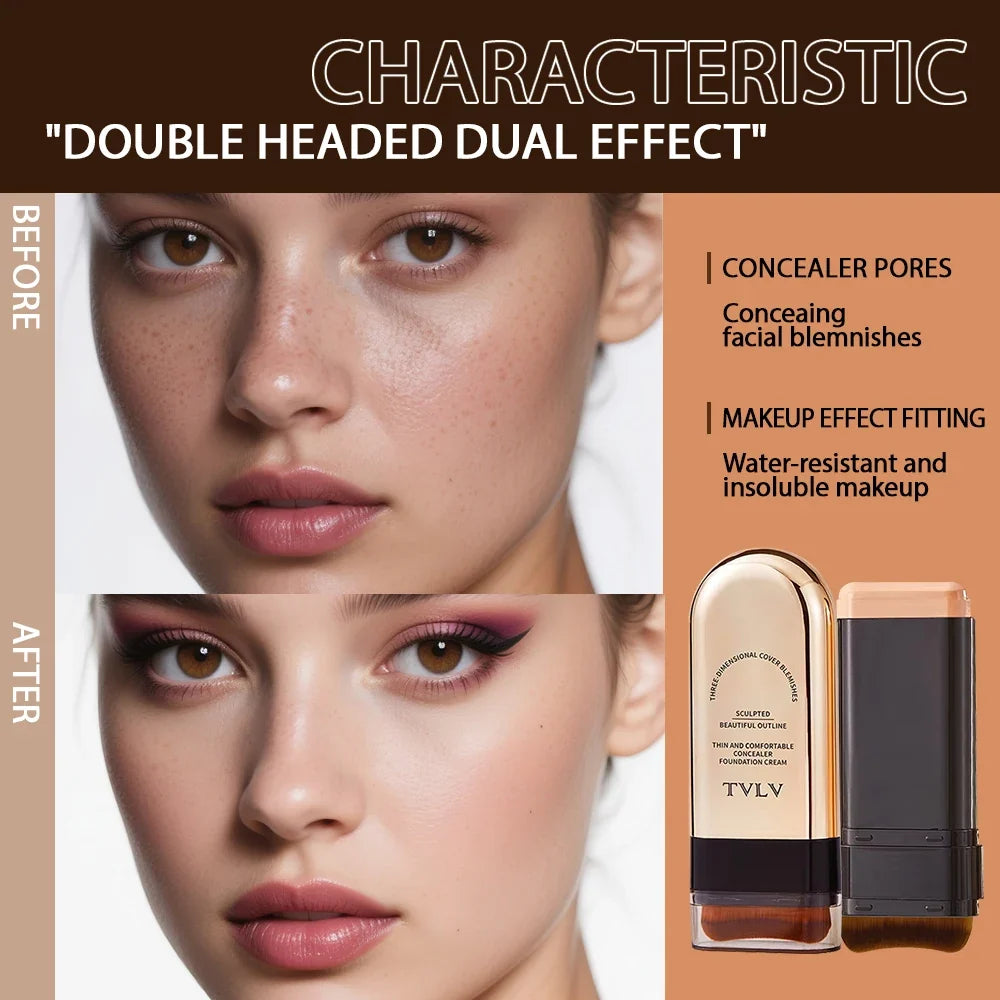 Blushimmer TVLV Skin Tint Stick with concealer and contour, lightweight waterproof foundation cream for a flawless tinted face.