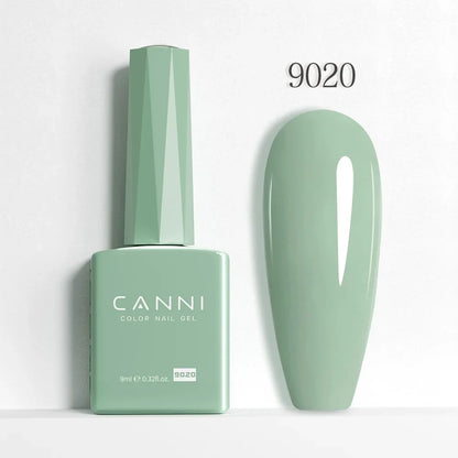 Blushimmer CANNI Hema Free Nail Gel Polish Fall Color Collection with semi-permanent diamond long-wear top coat in a rich red jelly nude shade.