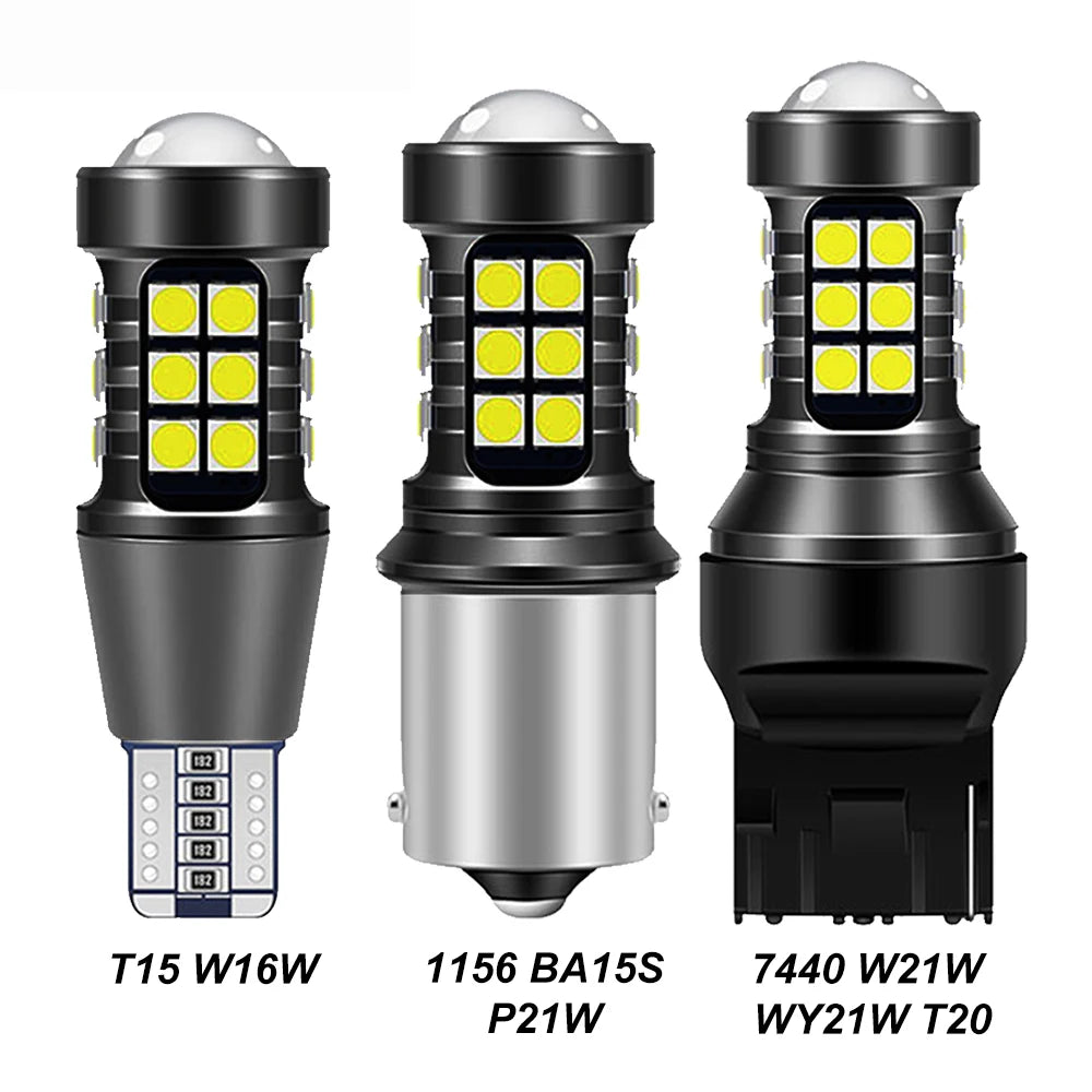 2Pcs 1156 BA15S P21W LED T15 W16W 7440 W21W T20 3030 LED Bulb Auto Signal Lamp Brake Reverse Car Light White Car Accessories T10