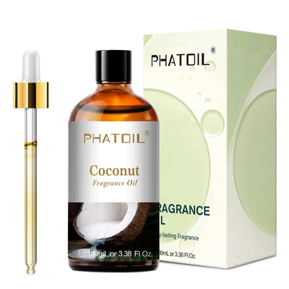 Blushimmer PHATOIL aromatherapy fragrance oil set with coconut, vanilla, strawberry, cherry, and lemon scents for diffusers and candle making