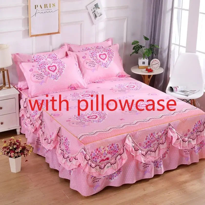 Bed Sheet 3pcs with Pillowcase Household Fashion Washable Skin-friendly Soft Bedding Luxury Bedroom Students Adults Bedspread