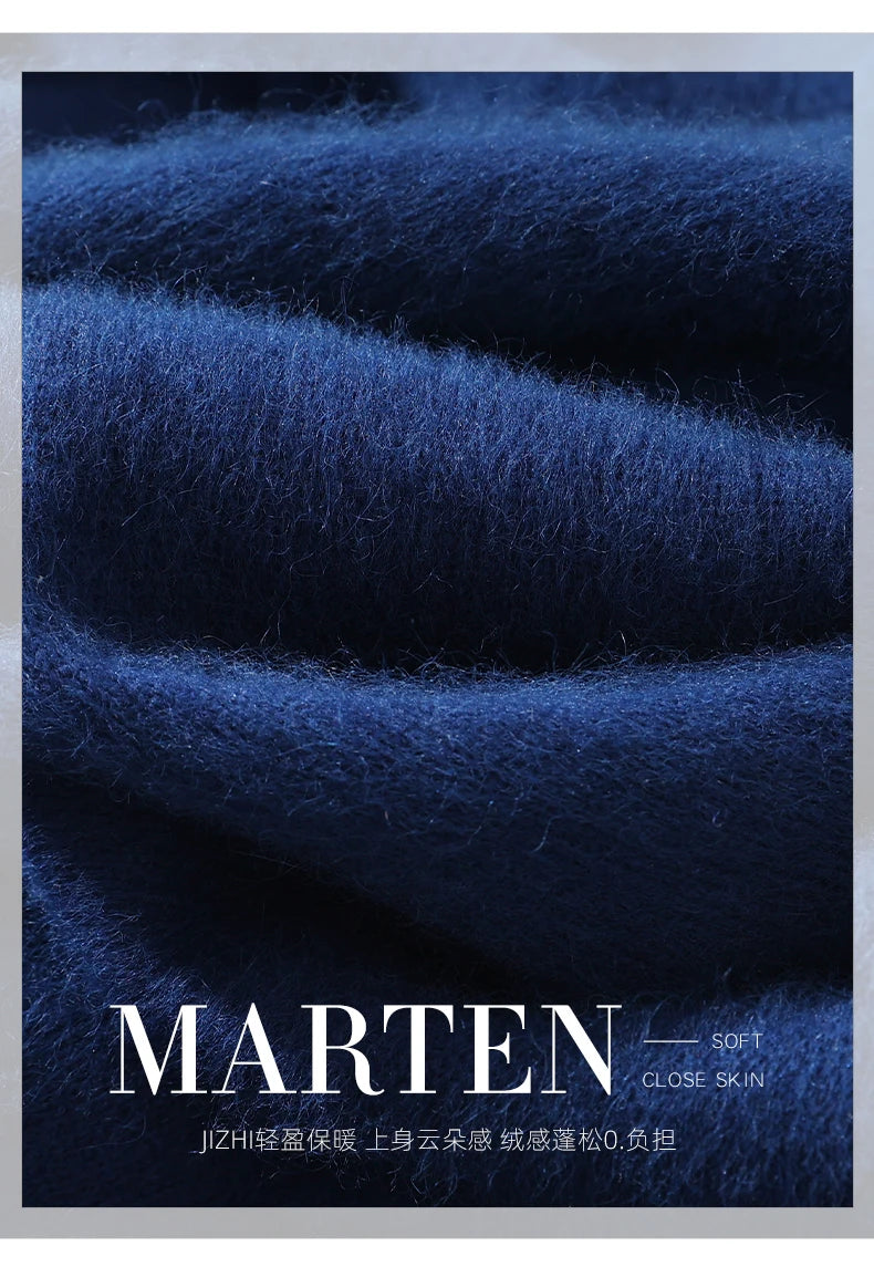 Autumn And Winter New High-End Female Mink Cashmere Sweater Solid Color Long-Sleeved Wool Knit Bottoming Sweater Loose Top