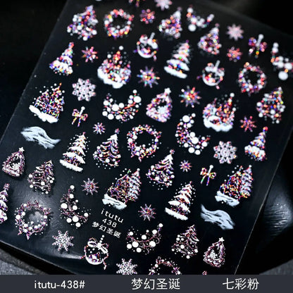 Silver Christmas snowflake nail stickers by Blushimmer, featuring self-adhesive holiday nail decals with snowflakes and winter holiday designs.