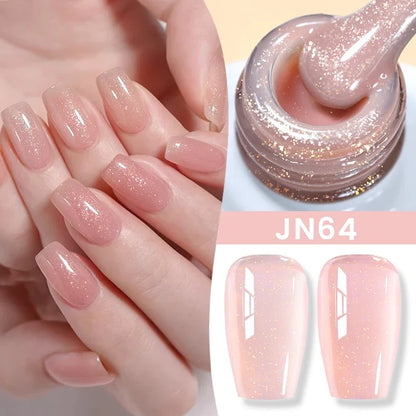 Blushimmer BORN PRETTY Jelly Nude Gel Nail Polish in light pink peach, translucent UV cure gel for DIY nail art, 10ml bottle