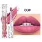 Blushimmer QIBEST 10-color matte and shiny glitter liquid lipstick with waterproof, long-lasting lip gloss on model lips.