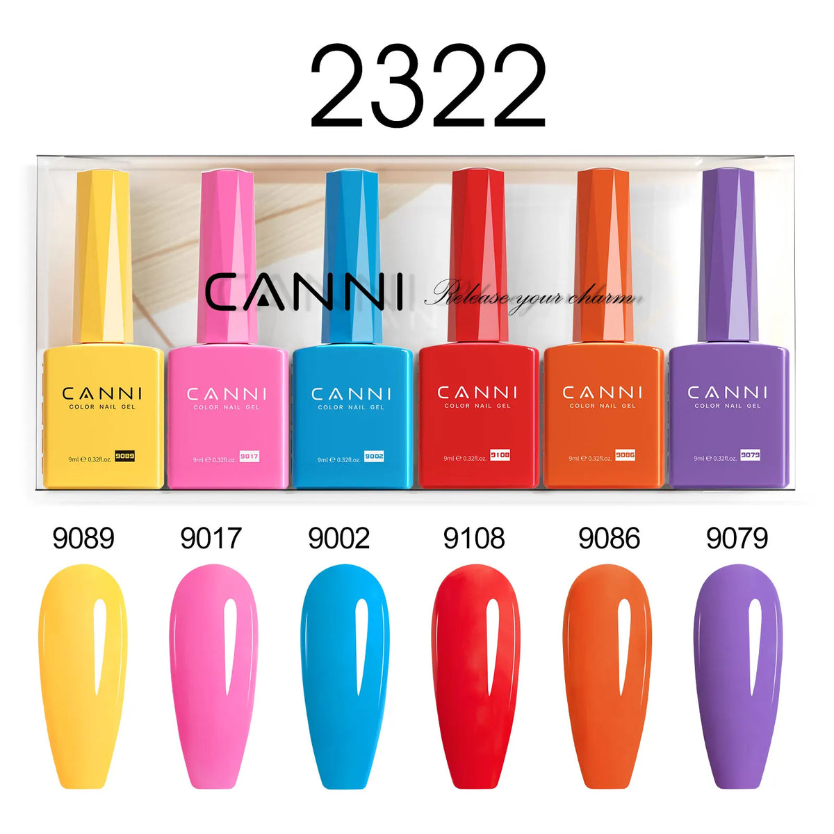 Blushimmer CANNI nail gel polish kit with six 9ml bottles in jade, nude, pink, and jelly shades for French and natural nail designs