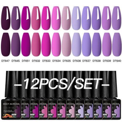 Blushimmer 12-piece all-season nail gel polish set with multicolor shades, UV and LED compatible, HEMA free, long-lasting for women.