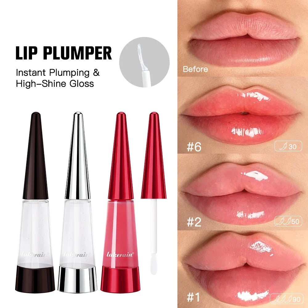 Blushimmer plumping lip oil in clear glossy tube, showcasing hydrating, non-sticky formula for long-lasting moisture and shine.