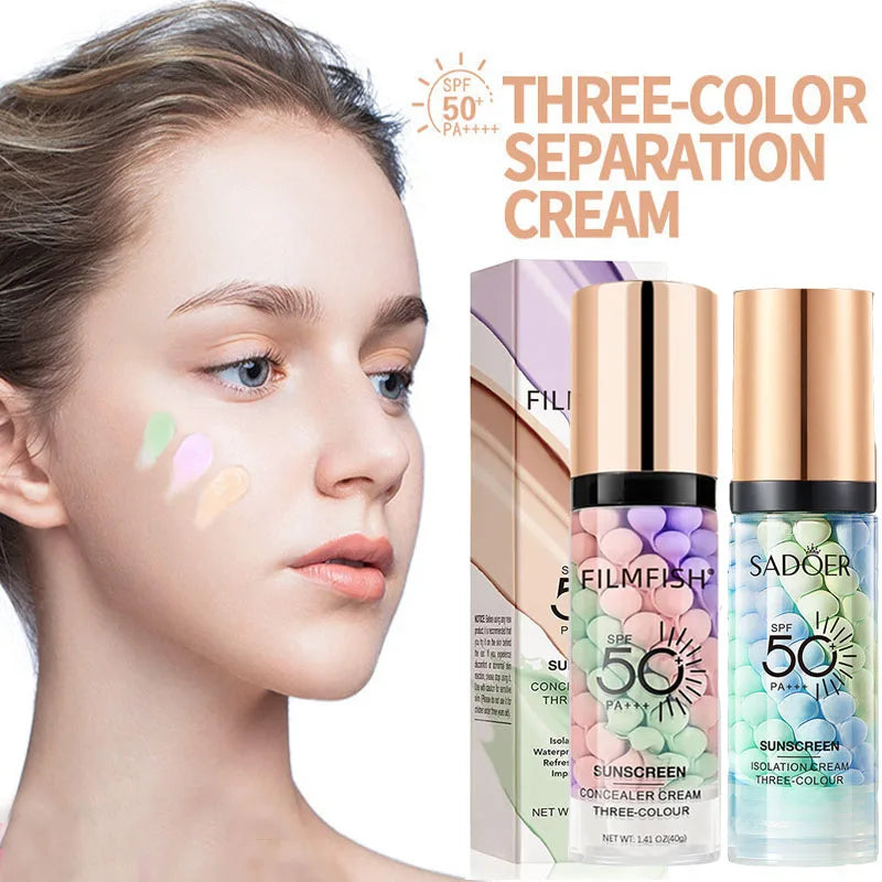 Blushimmer face makeup primer in tri-color cream contour, waterproof foundation base, natural makeup look, 40g jar