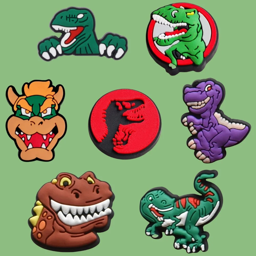 16Pcs Dinasour Shoes Decoration Charms for Clog Sandals,Cute Cartoon Dino Shoes DIY Pins Charms Accessories Gifts for Women Men