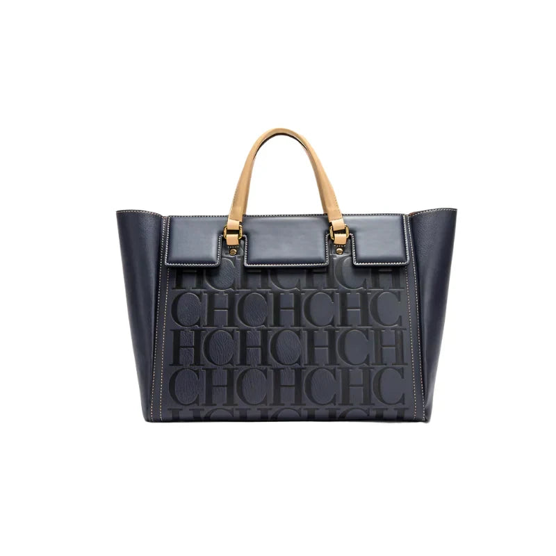 LPO women's embossed business tote handbag with shoulder strap and matching wallet, stylish and functional for professional use.