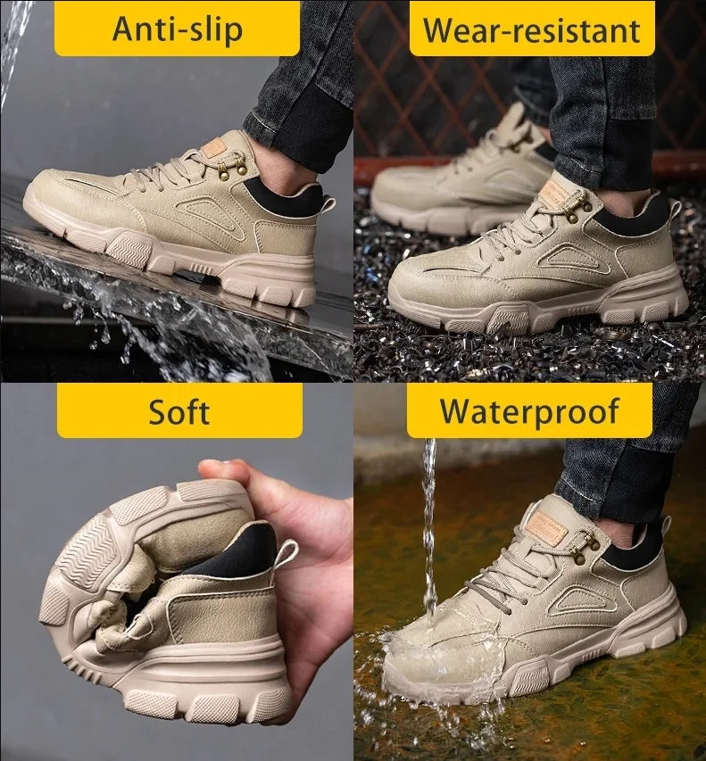 Steel Toe Safety Shoes Men, Anti-Puncture Anti-Smash Non Slip Industrial Work Boots Lightweight Breathable Protective Shoes