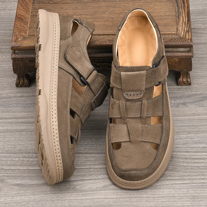 Cowhide Men's Shoes Work Shoes Are All Soft Genuine Leather Casual Walking Old-fashioned Men's sandal
