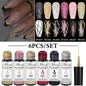 2/4/6pcs Reflective Glitter Liner Gel Nail Polish Set Pull Line Graffiti Painting Stripe DIY French Nails Design Painting Gel