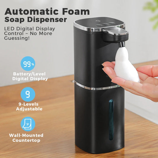 Induction Hand Sanitizer, Automatic Liquid Soap Dispenser, Foam Hand Washing Machine, 400ml Liquid Rechargeable Bathroom Hand Sa