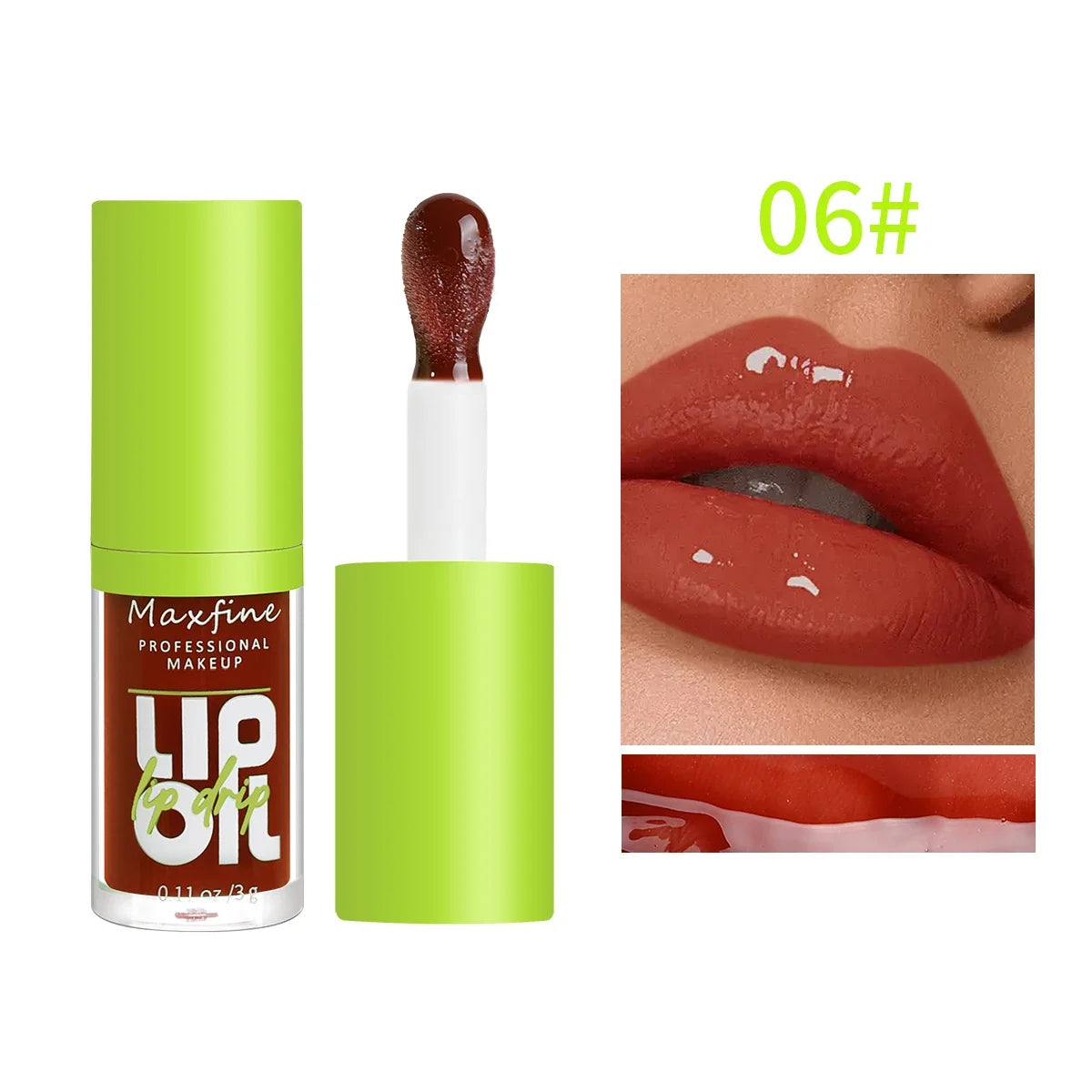 Blushimmer 6-tone moisturizing luminous lip gloss oil in transparent 3g liquid, shiny and hydrating for glossy lips.