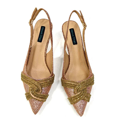 Elegant women's shoes and matching bag set with rhinestones by EdleessFashion, featuring luxurious design and sparkling embellishments.