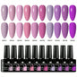 Blushimmer 10-piece HEMA-free gel nail polish set with vibrant colors for all-season manicures, UV/LED compatible, long-lasting hybrid gel