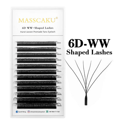 Blushimmer MASSCAKU 12Lines premium mink 3D-6D false eyelash extensions in W shape, soft, natural individual lash supplies.