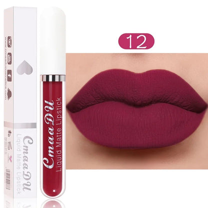 Blushimmer red velvet matte liquid lipstick in a nonstick, waterproof lip gloss tube, designed for long-lasting lip makeup.