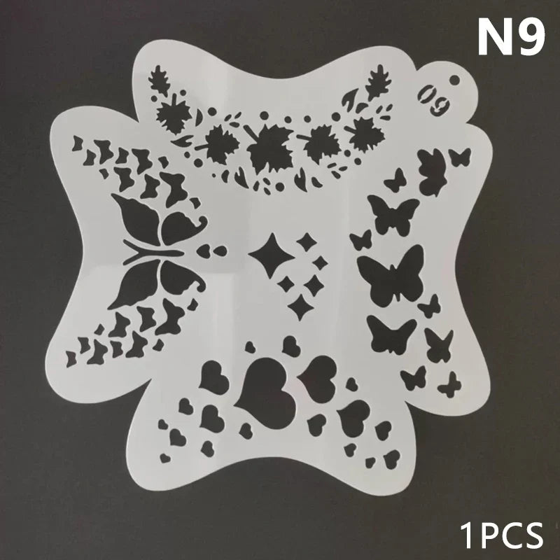 Blushimmer reusable plastic stencils for body painting, face art, and temporary tattoos with various designs.