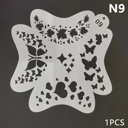 Blushimmer reusable plastic stencils for body painting, face art, and temporary tattoos with various designs.