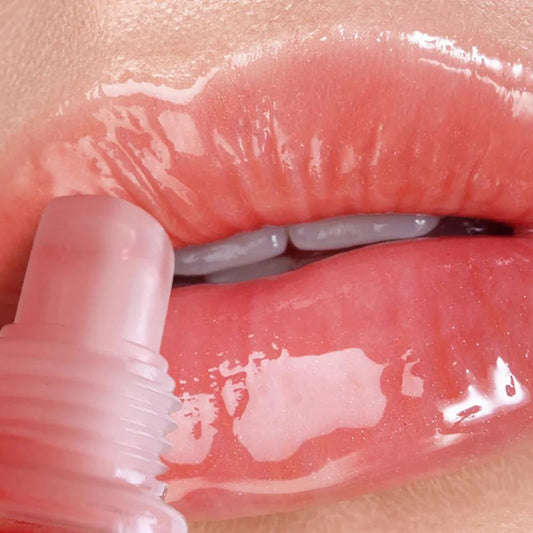 Set of 6 fruity flavor moisturizing clear lip glosses by Blushimmer, featuring hydrating lip gels and oils for shiny, smooth lips.