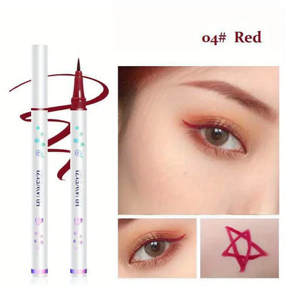 Red matte liquid eyeliner pen by Blushimmer, waterproof and long-lasting, with a precise tip for detailed eye makeup application.