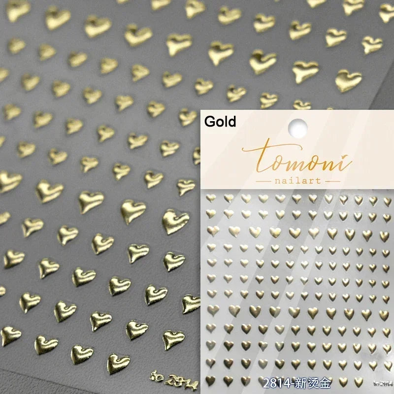 Colorful Cat's Eye 5D gradient European love heart gem nail art stickers with wing crystals for manicure decoration.