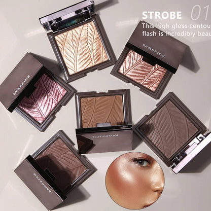 Blushimmer embossed bronzers and highlighter makeup palette with 3D nose shadow and matte contour shades for facial setting and glow