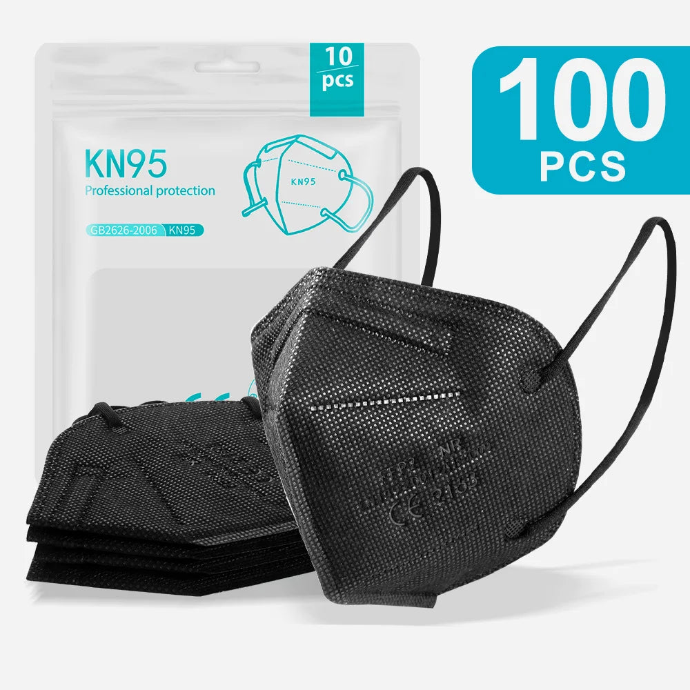 10-200pcs FPP2 Masks Black FFP2 Masks CE Approved ffp2mask Adult 12 Colors Adult Face Mask Dustproof Respirator KN95 Facemask