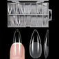 Set of 120 Blushimmer full cover press-on nail tips in stiletto, almond, square, and coffin shapes for gel nail extensions.