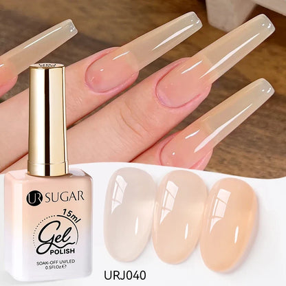 Blushimmer UR Sugar 15ml translucent milky white gel polish for semi-permanent UV nail art and soak-off gel varnish.