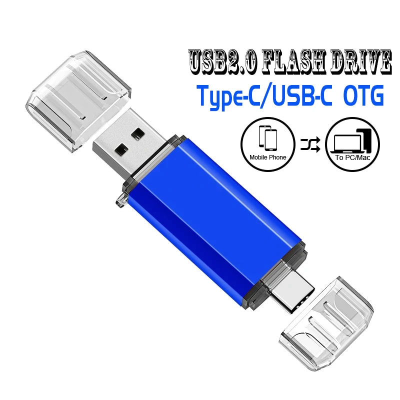 2 In 1 USB Flash Drives 64GB Free TYPE-C Adapters Gifts Pen drive 32GB Black OTG Memory Stick 16GB Key Chain Pendrive 8GB U Disk