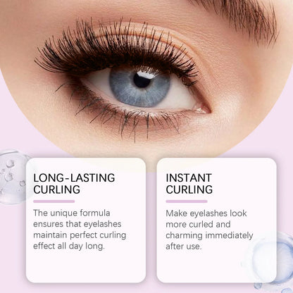 Blushimmer Eelhoe Curling Mascara with volumizing, lengthening black formula, showcasing thick, extended eyelashes in the image.
