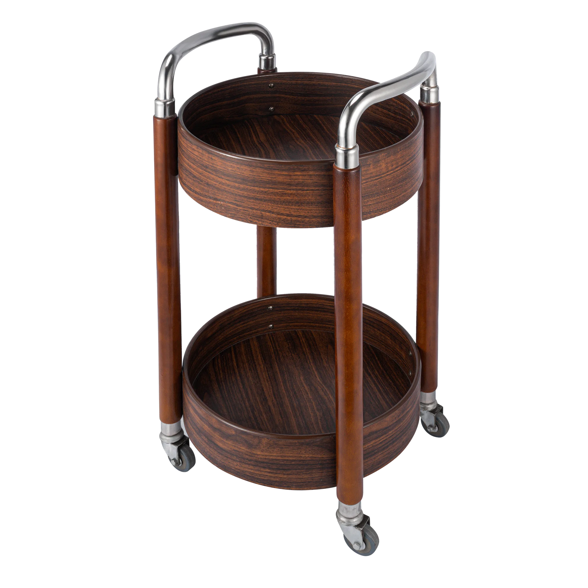 Portable Snack Dessert Display Stand for Party Office，Multi-Function 3-Tier Rolling Bar Cart, Solid Wood Kitchen Serving Trolley