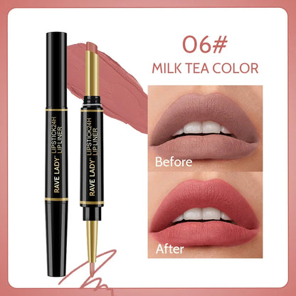 Blushimmer Rave Lady 2-in-1 matte lipstick and lipliner pencil in sexy red, waterproof, long-lasting, 6-color Christmas gift set