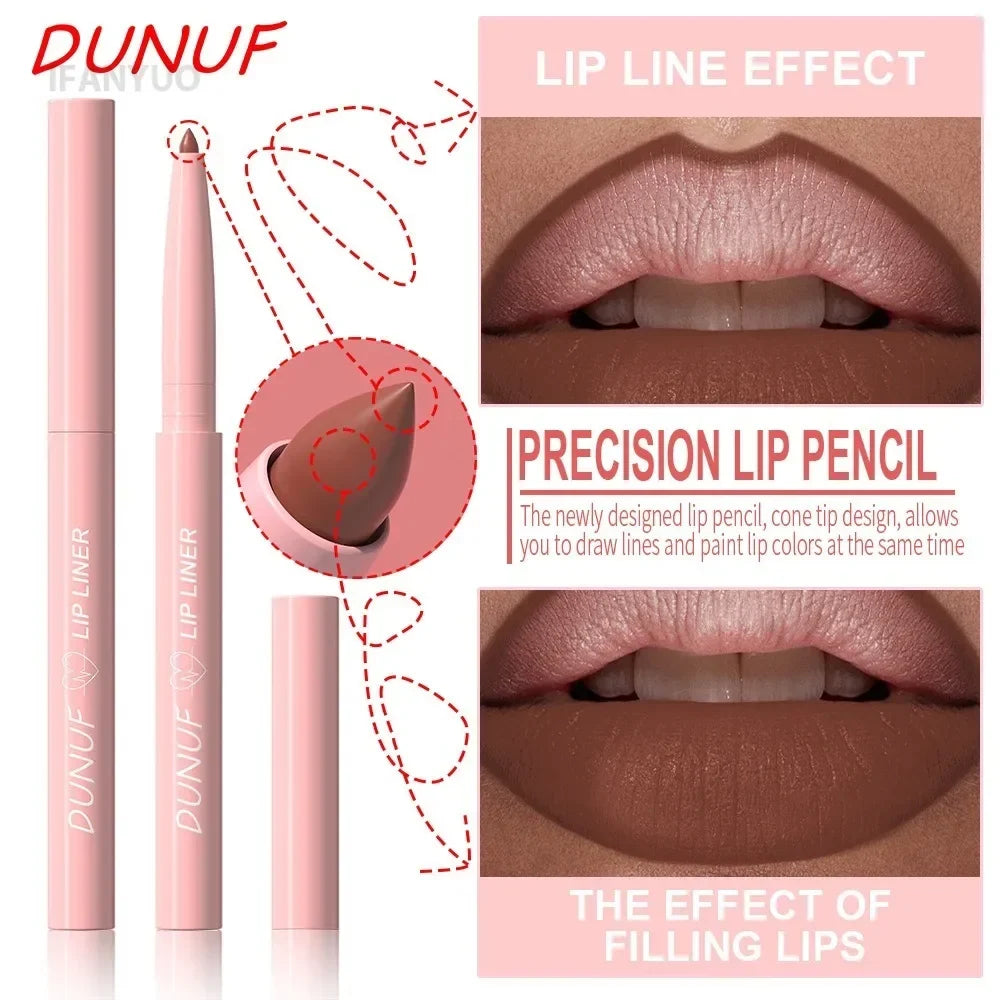 Blushimmer tapered lip liner pencil in natural nude brown with long-lasting, waterproof, matte, and creamy formula for precise lip shaping.