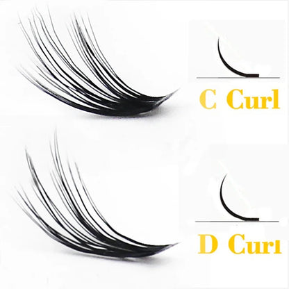 Blushimmer 20D/30D Mink Eyelashes in a box with 60 bundles, natural 3D Russian eyelash extensions for makeup and lash enhancement.