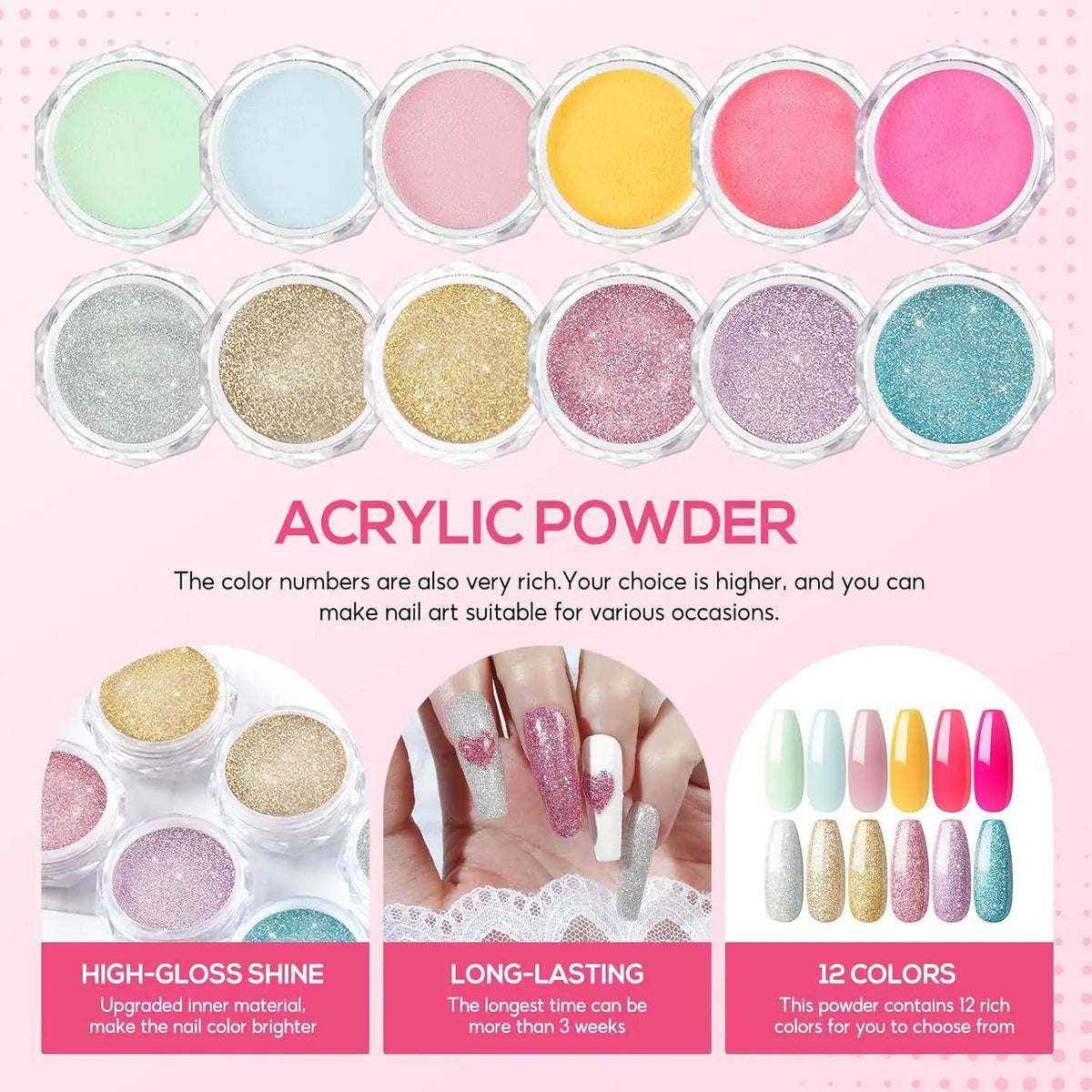 Blushimmer acrylic nail kit for beginners with drill, UV light, glitter powder, and decorative nail accessories in a professional set.