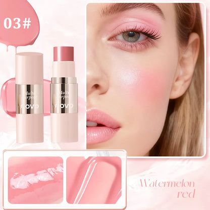 Blushimmer multi-use cream blush stick for eyes, lips, and cheeks with smooth, blendable, waterproof, nourishing, and long-wearing formula.