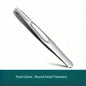 Blushimmer premium round head tweezers for eyebrow and facial hair removal, with seamless clips for short hair and beard trimming.