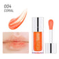 Blushimmer Crystal Jelly Moisturizing Lip Oil and Tinted Lip Plumper with glossy, plump lips and shiny finish in a sleek tube