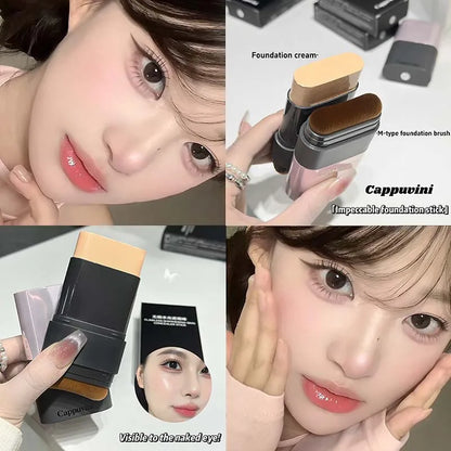 Blushimmer 2-in-1 concealer and foundation stick with full coverage, natural finish, designed for acne scars and radiant dewy skin.