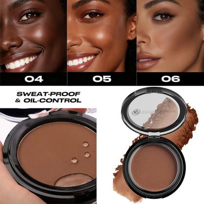 Blushimmer professional matte contour powder palette with bronzer and highlighter for 3D face shaping and long-lasting makeup.