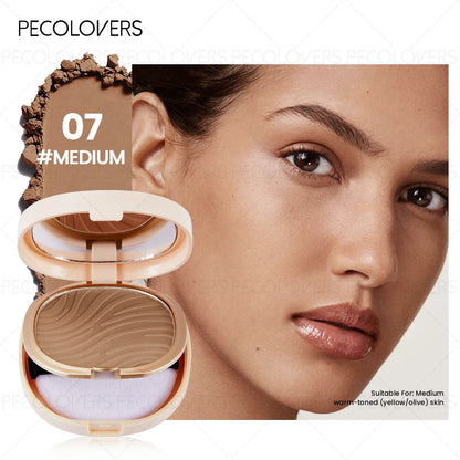 Blushimmer pressed powder foundation in light to medium tone with waterproof, matte finish, full coverage, non-sticky for all skin types