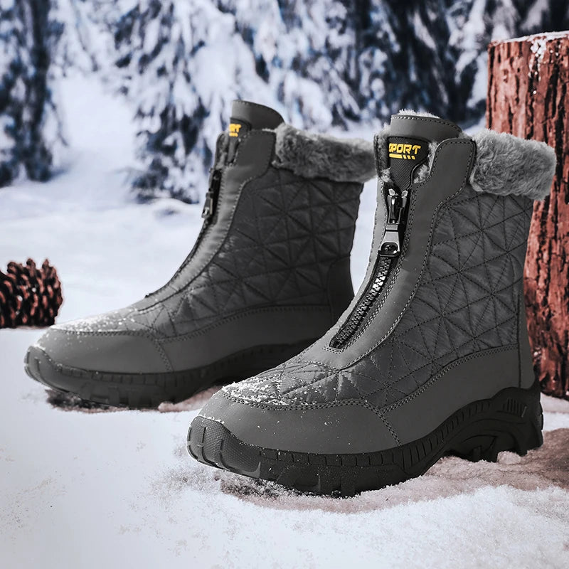 Brand Men's Winter Shoes Waterproof Men's Boots Warm Plush Fashion Snow Boots Outdoor Non-slip Hiking Boots Men Work Ankle Boots