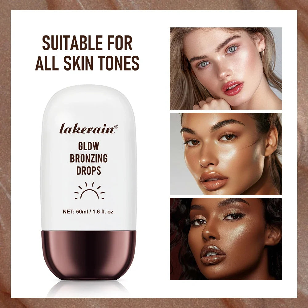 Blushimmer glow bronzing drops and face peptide serum with liquid bronzer and hydrating cream for radiant summer glow.