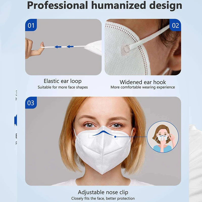 KN95 Masks Adults Mascarillas 5 Layers Filter Homologada Face Masks Protective Mouth Mask FFP2 MASK Respirator Masque